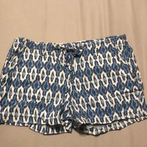 Gap Blue and White Shorts with Zipper and Tie Waist Size 8